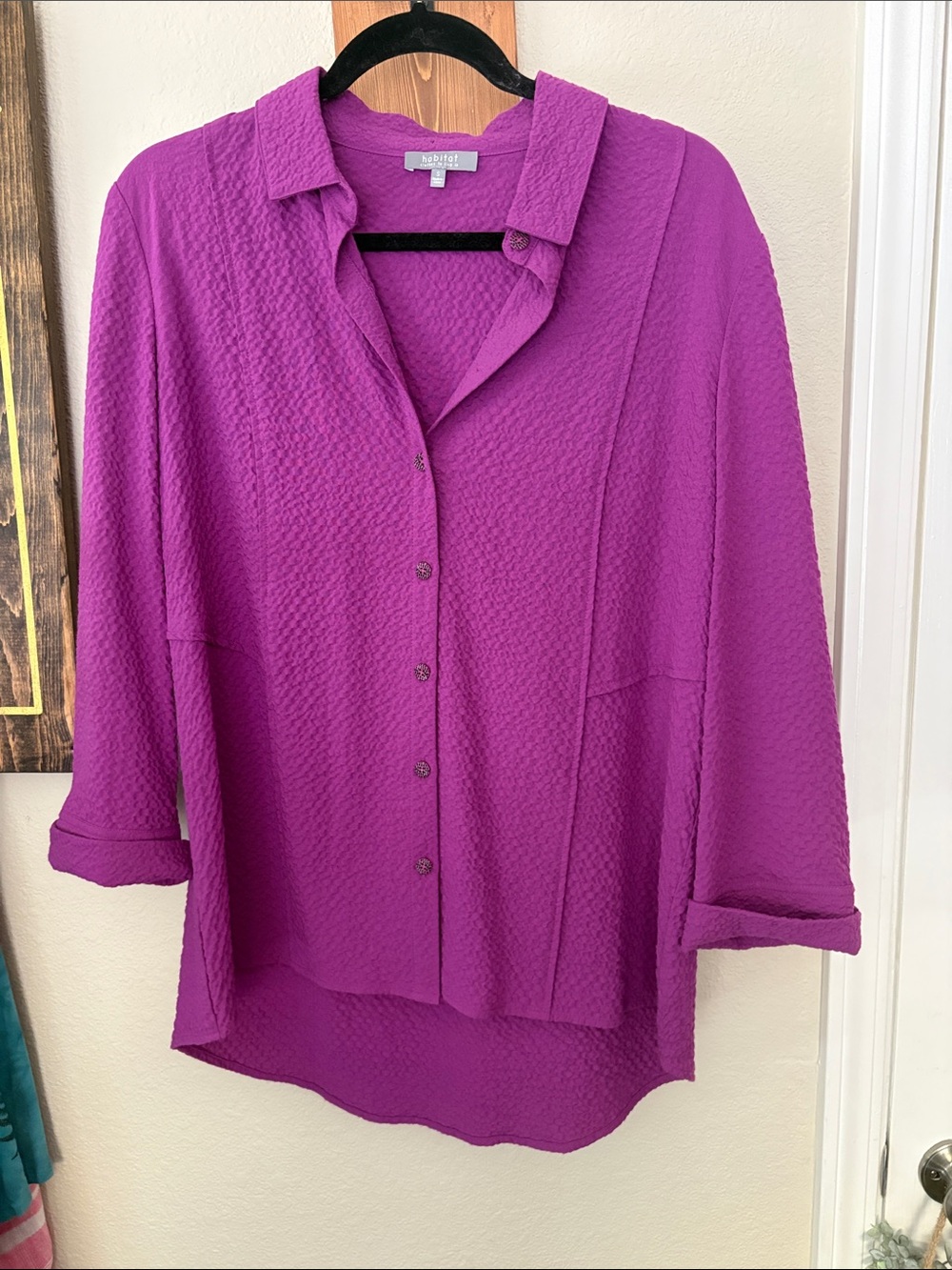 Habitat Magenta Textured Button-Down Shirt